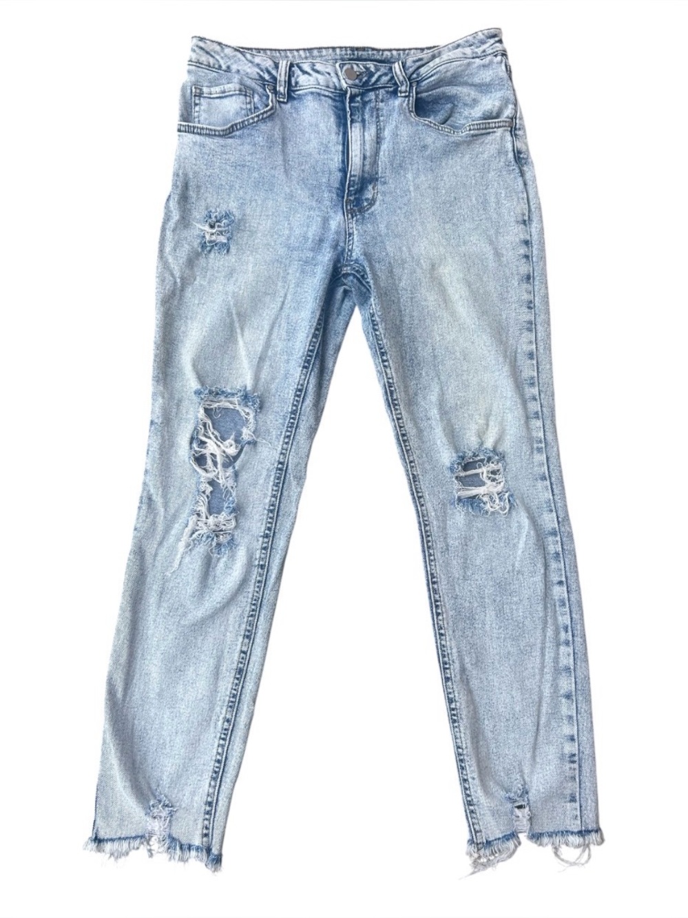 No Boundaries High Rise Distressed Ankle Jeans Women’s Size 11 Light Wash